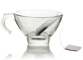 Image showing empty cup with a tea bag 