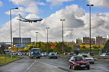 Image showing Aircraft landing at Lisbon airport