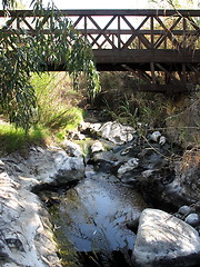 Image showing A wooden bridge over a stream. Flasou. Cyprus