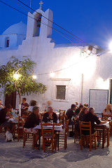 Image showing taverna at night by church