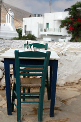 Image showing taverna setting with church