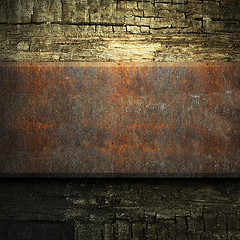 Image showing rusty metal and wood plate