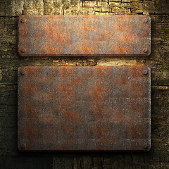 Image showing rusty metal and wood plate