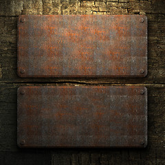 Image showing rusty metal and wood plate