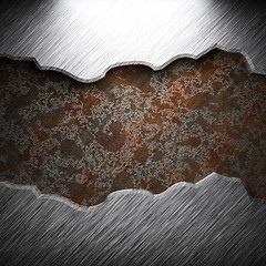 Image showing aluminum and rusty metal plate
