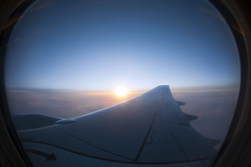 Image showing Sunset seen from aircraft