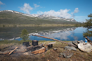 Image showing Camp near the lake