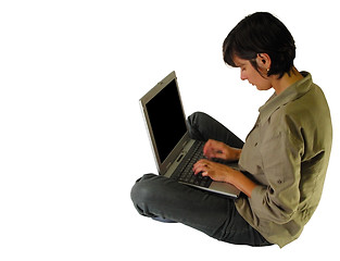 Image showing Girl typing