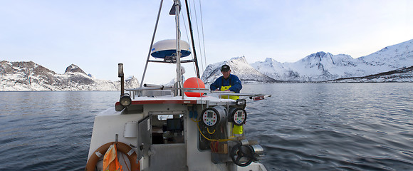 Image showing Fishingboat at sea