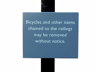 Image showing Bycicles sign