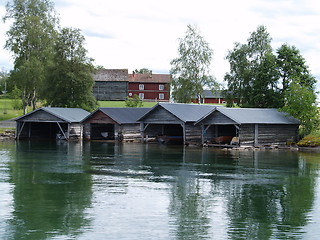 Image showing old boat houses