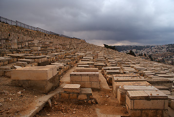 Image showing Old jewish cemetry in olive mount