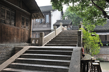 Image showing Chinese old stone bridge in Wuzhen village