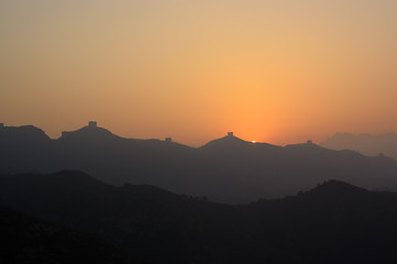 Image showing China great wall sunrise