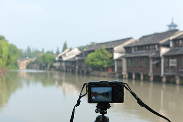 Image showing Taking photo of Chinese village