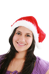 Image showing Beautiful christmas woman in santa hat 
