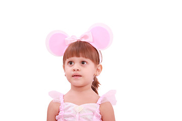 Image showing Portrait of a happy little girl wearing rabbit ears 