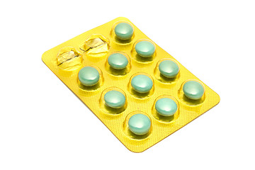 Image showing Package of green pills 