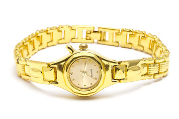 Image showing golden wrist watch 