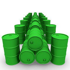 Image showing Green barrels group