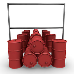Image showing red barrels with  billboard