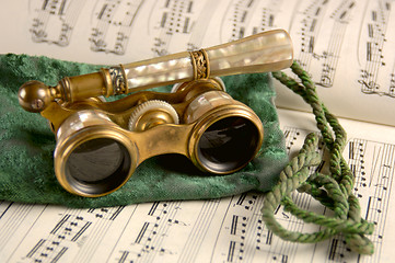 Image showing Antique Opera Glasses on Sheet Music