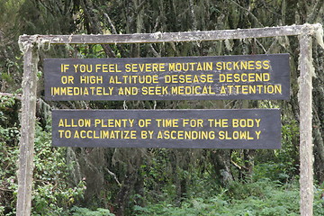 Image showing Information sign, Kilimanjaro