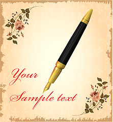 Image showing golden pen over vintage background