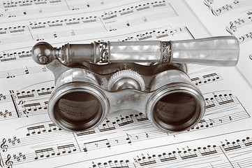 Image showing Antique Opera Glasses on a Music Score