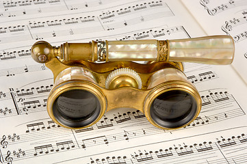 Image showing Antique Opera Glasses on a Music Score