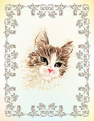 Image showing vintage portrait of the cat