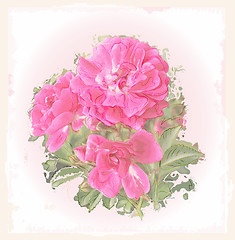 Image showing Vintage greeting card with roses
