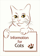 Image showing adorable outline cat holding banner