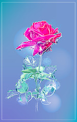 Image showing outline pink rose over blue