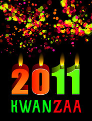 Image showing kwanzaa candles lightning on the black background