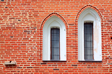 Image showing window in red brick wall