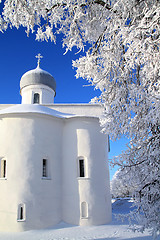 Image showing orthodox christian church amongst white branches