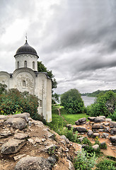 Image showing aging church on stone hill