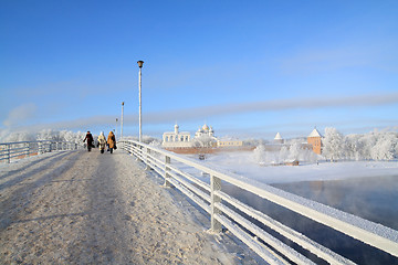 Image showing town bridge on cool river