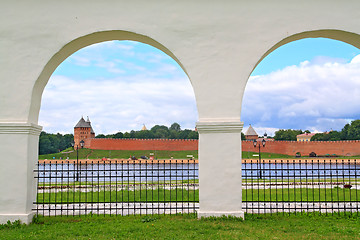 Image showing ancient arch on coast river