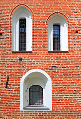 Image showing window in red brick wall