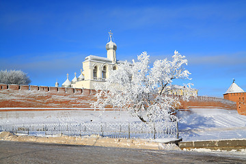 Image showing christian orthodox church near battlement