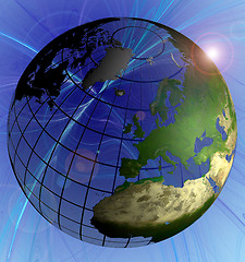 Image showing Globe European Focus Natural Color Land