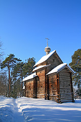 Image showing wooden chapel in pine wood