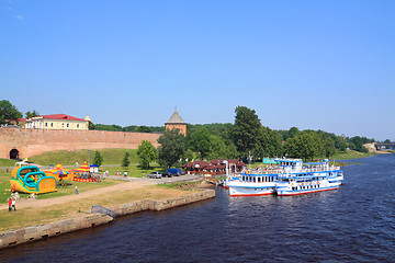 Image showing two motor ships on river quay