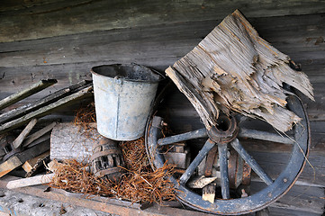 Image showing Old Items in the Wooden Attic