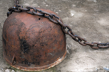 Image showing Rusty Bollard and Chain