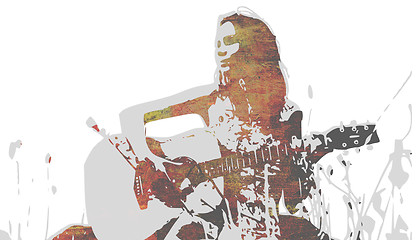 Image showing guitar playing woman outdoor