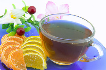 Image showing tea, jujube and flower steel-life