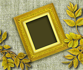 Image showing  grunge golden frame with leafs